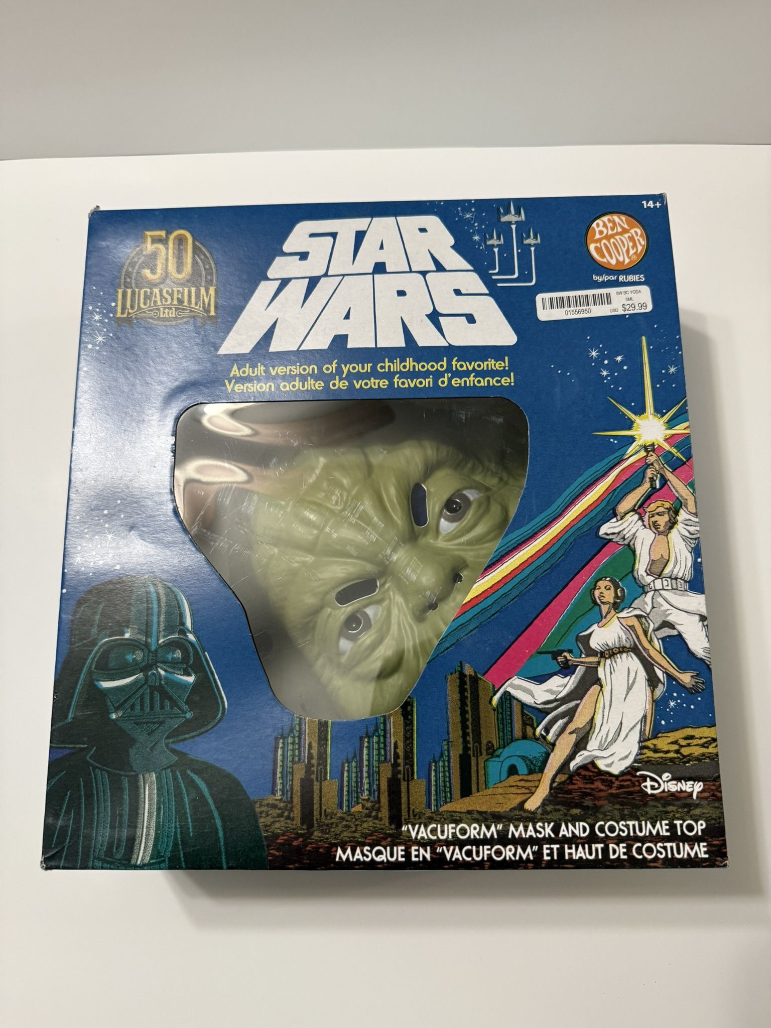 Yoda Mask, Ben Cooper Lucasfilm Star Wars 50th Anniversary Halloween Costume NIB