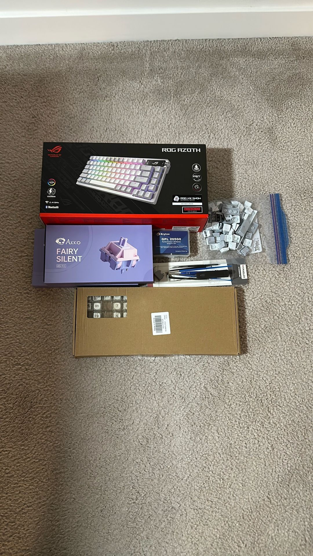 Fully Customized Asus Rog Azoth Gaming Keyboard And Keyboard Lube Kit