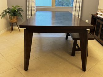 6-8 Wood Table with bench and Entry Table. 