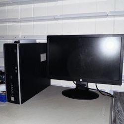 Complete HP Desktop Computer Setup - Monitor & Cables Included - Works Great!