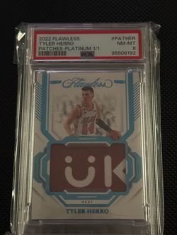 2022 Flawless Tyler Herro Patches Platinum 1/1 PSA 8