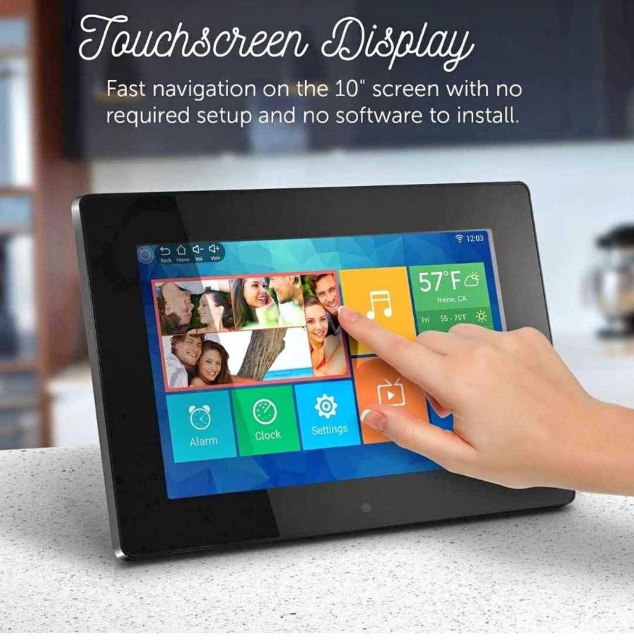 Aluratek (AWDMPF110F) 10" Hi-Res WIFI Digital Photo Frame w/ Touchscreen IPS LCD Display & 8GB Memor