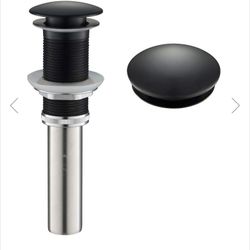 Pop-Up Drain for Bathroom Sink without Overflow in Matte Black