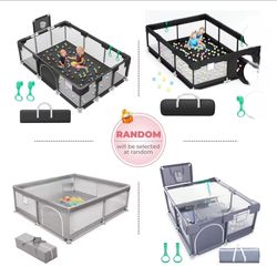 Baby Playpen, Random Color & Style – One Will Be Selected (Black/Dark Gray/Light Gray), Large Play Yard