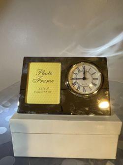 Gold Clock With Picture Frame 