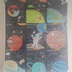Stupell Industries 9-piece framed wall art set with a solar system theme