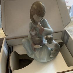 Lladro Girl With Pets Figurine 