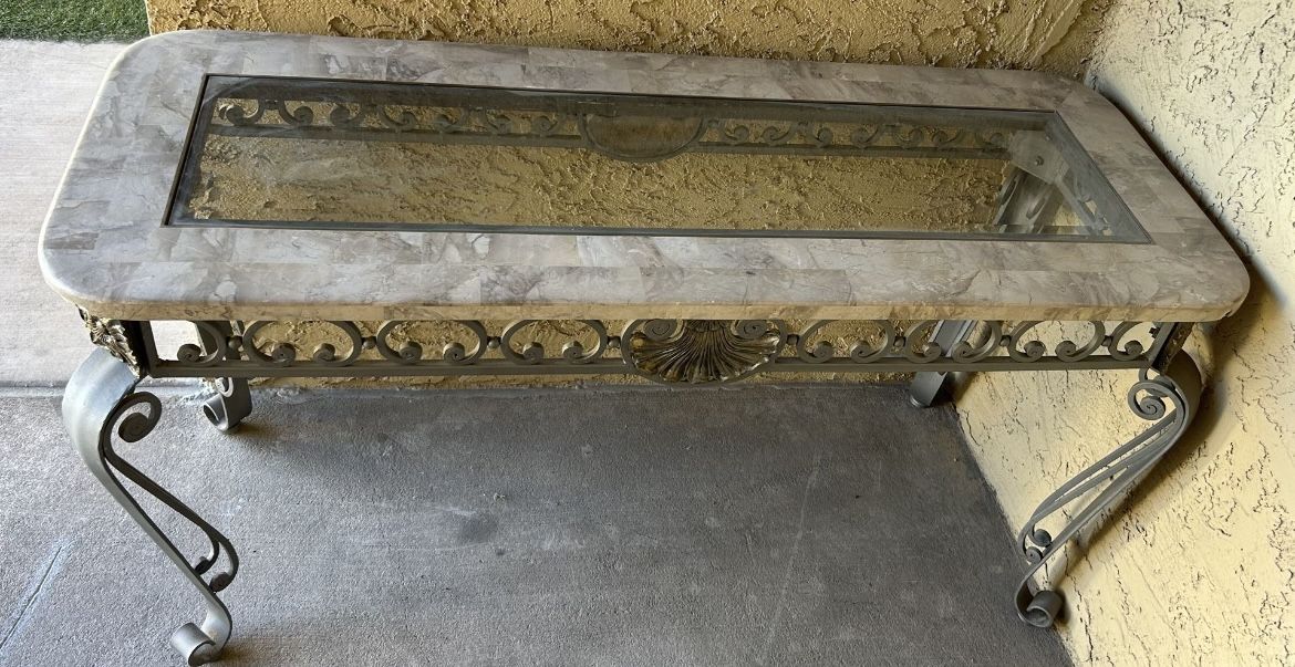 Heavy Metal Glass Sofa Table