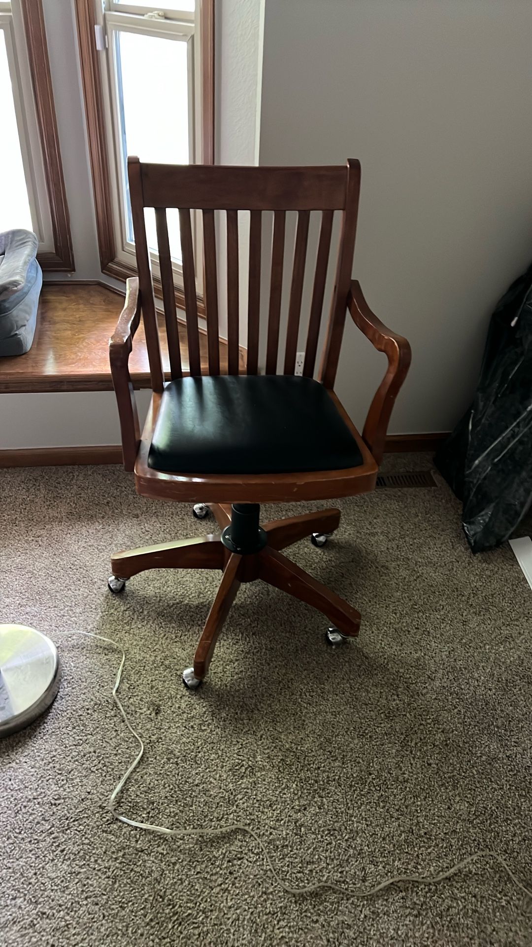 2 Swivel Wooden Chairs That Roll