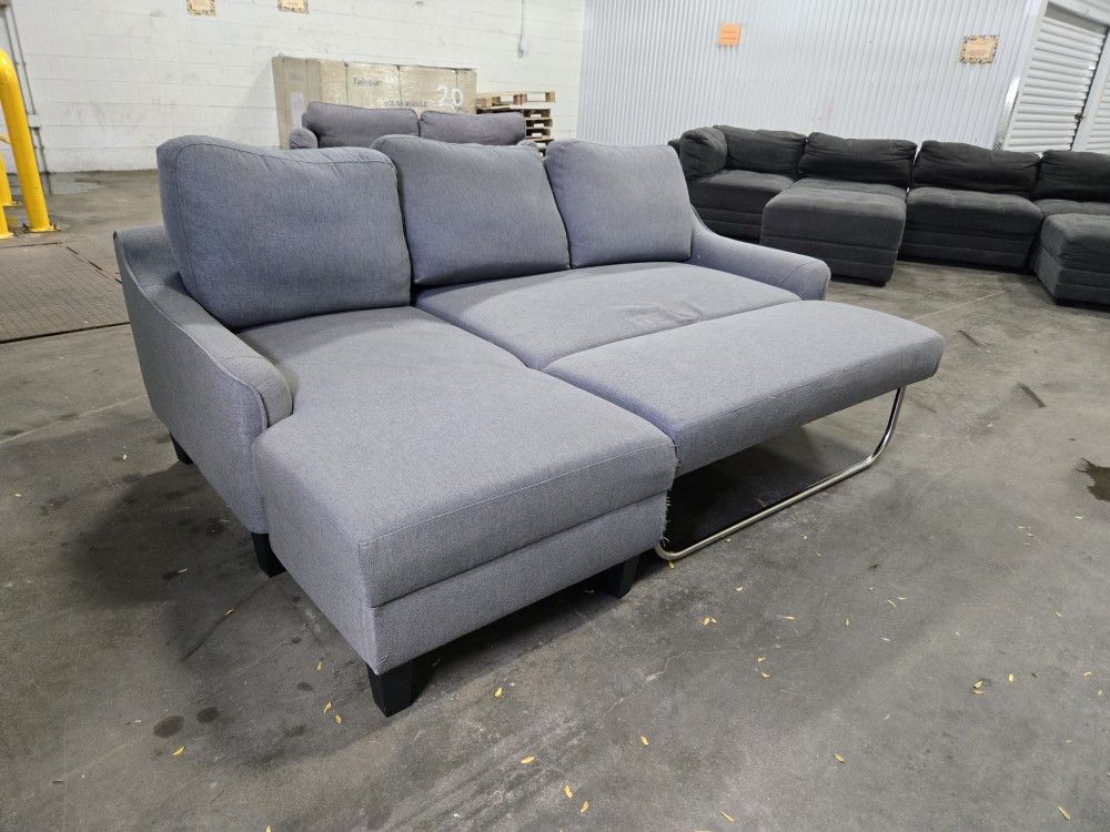 *Same Day Delivery Available!* Grey Convertible Chaise Sofa Bed