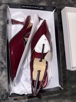 Burgundy Patent Leather Pointed-Toe Heels