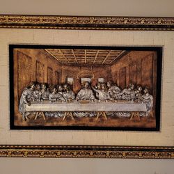 44 3/4 By 30 1/2 LAST SUPPER 3D Art Sculpture Frame Three Dimensional 