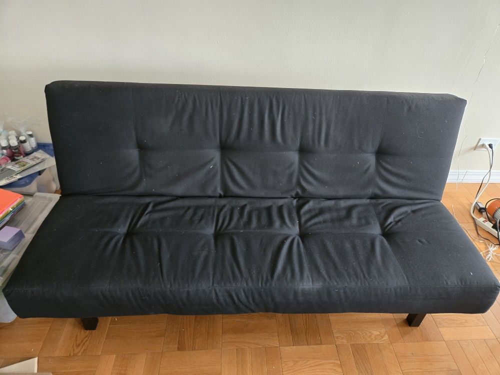Black Futon/Sofa With Fold Down Bed