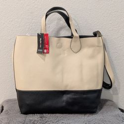 Style Co. Women's Tote Bag Clean Cut Reversible Large Handbag Black/Ivory