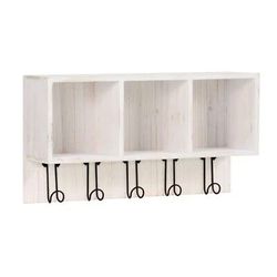 Entryway Large 3 Cubby Box with Hooks White - Threshold