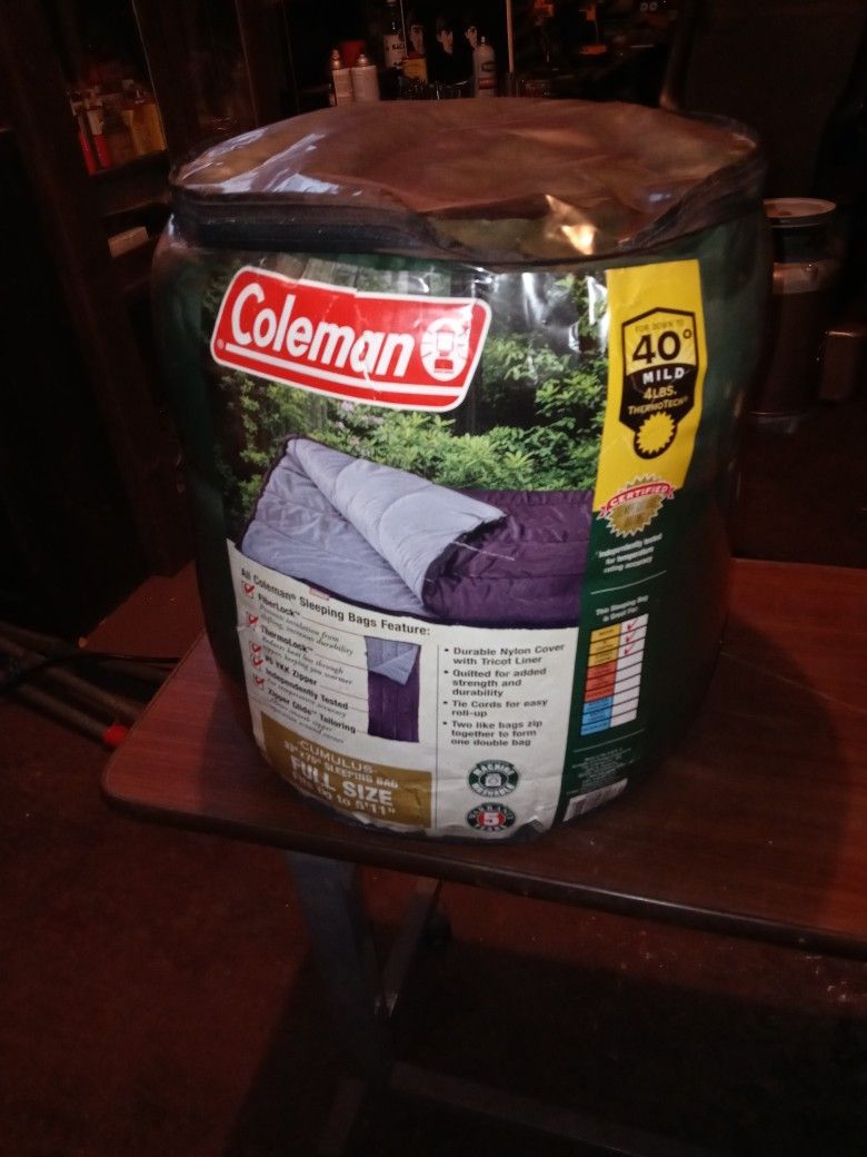 Coleman Thermolock Sleeping Bag Brand New Fits Up To 5'11 33× 75" Cumulus Sleeping Bag