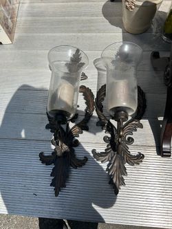 Glass and Metal Candle Holder Wall Sconces