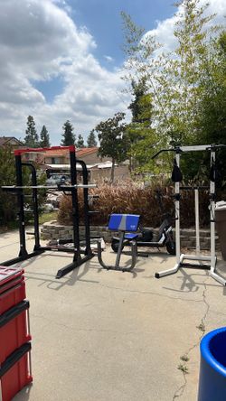 Squat rack, curl rack, and pull up and dip rack