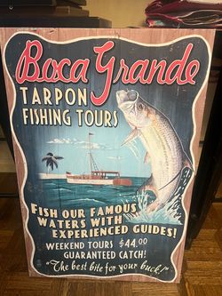 Boca Grande Tarpon Fishing Tours Vintage Wood Sign