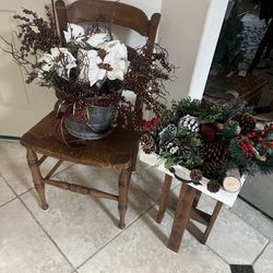Antique Minnow Bucket Holiday Floral Arrangement 