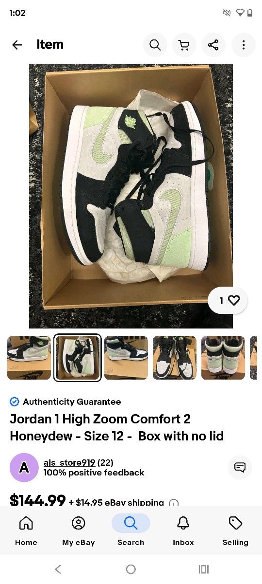 Jordan 1 Honeydew Sz 10