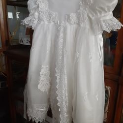 White Flower GIRL GOWN SIZE 2 VINTAGE BEADED MULTI LAYER