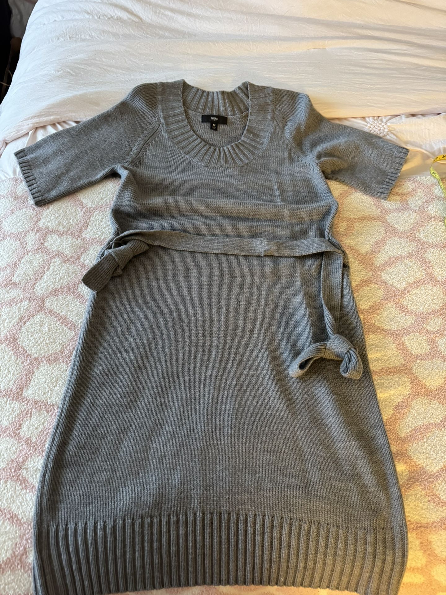 Grey Knit Sweater long Dress short sleeve women’s dress Size M