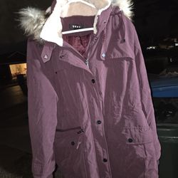 Women's new DKNY faux fur lined hooded jacket