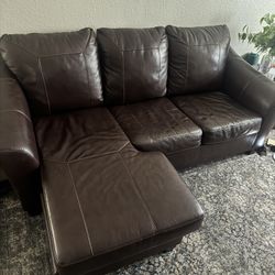 Brown Leather Couch With Chaise 
