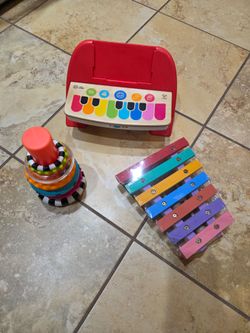 Piano, Xylophone, and Stacking Rings Lot of 3 Toys