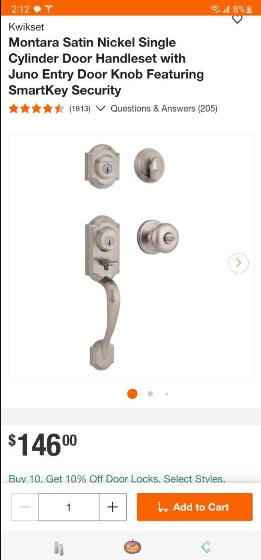 Kwikset
Montara Satin Nickel Single Lock