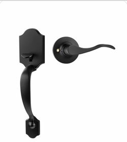 Black Front Door Handle, Door Handle Exterior, Single Cylinder Front Door Handle Only, Matte Black Front Door Handle No Lock