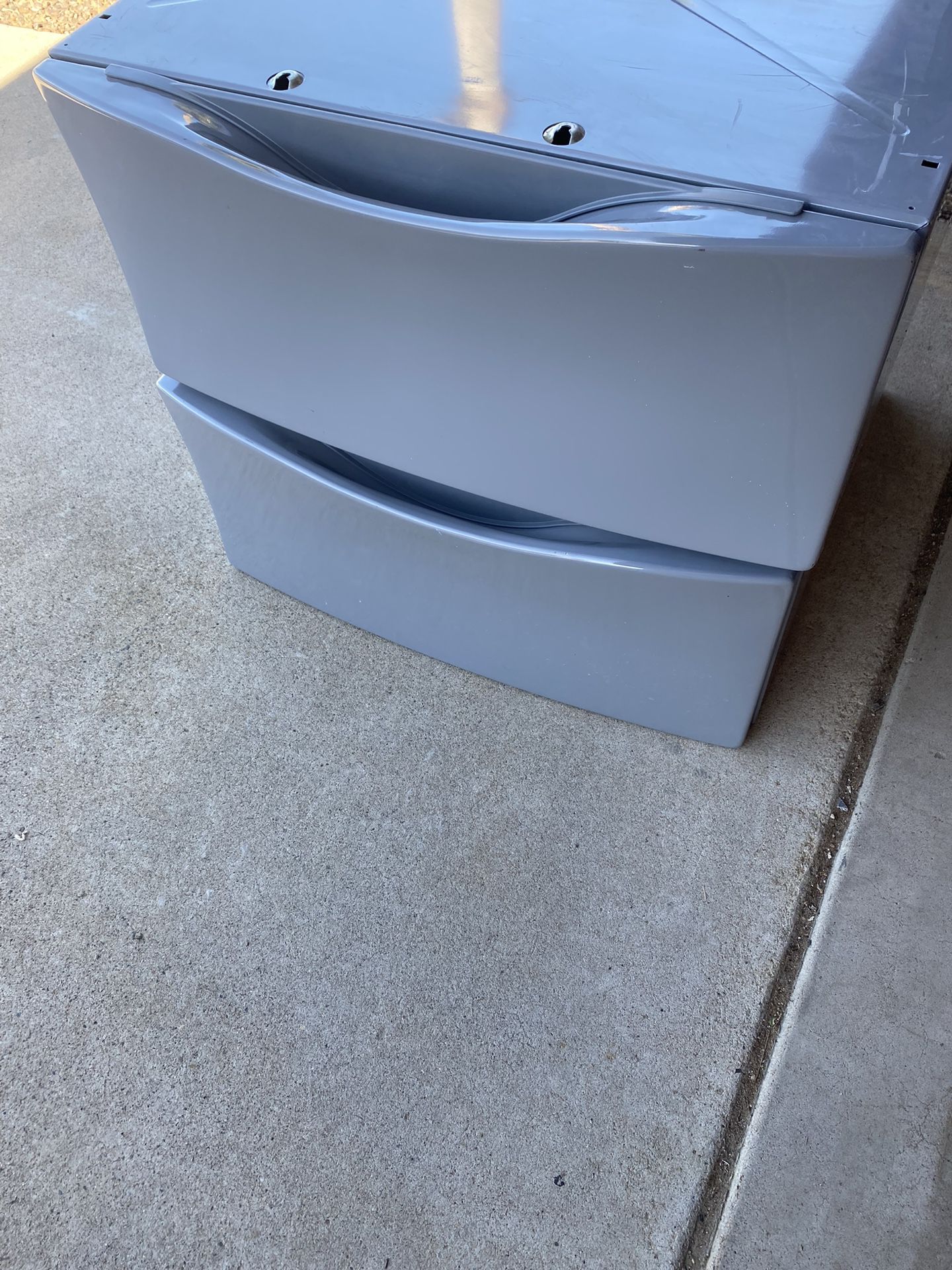 pair gray Laundry Pedestal Storage Drawer Whirpool Washers and Dryers