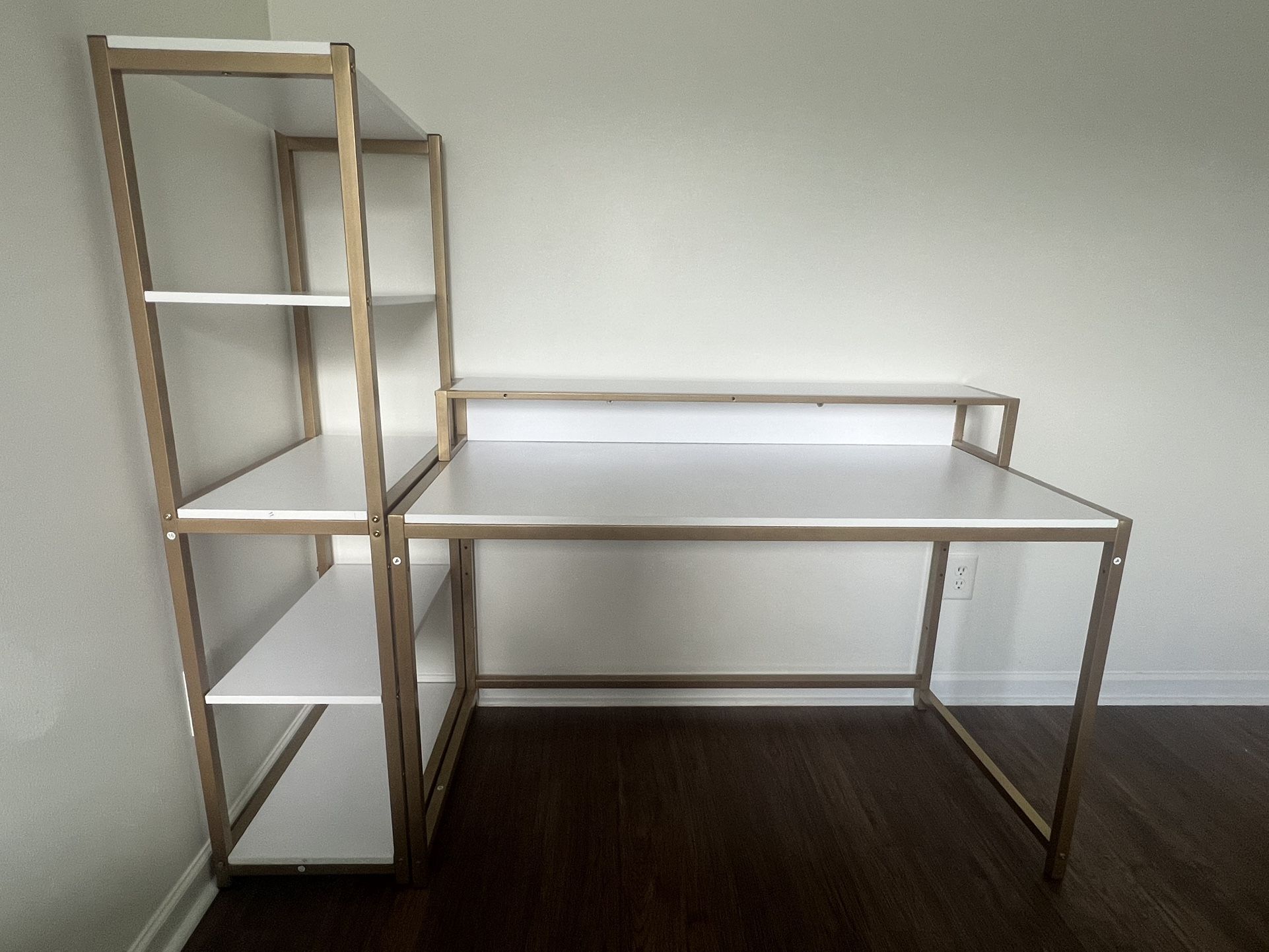 Modern White & Gold Desk + Matching Bookshelf ✨✨