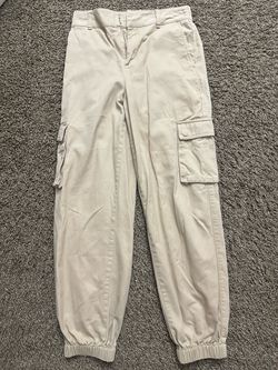 Cream Cargo Pants and leggings