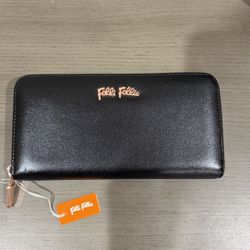 Folli Follie Black Leather Zip Wallet