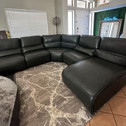 Free Delivery Top Grain Leather Sectional Couch 