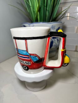 Thailand Tuk Tuk Ceramic Coffee Mug 3D Taxi Handle Souvenir Hand-Painted Bangkok Travel Gift