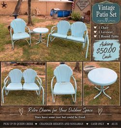 🌿Vintage Metal Patio Set – $50 Cash