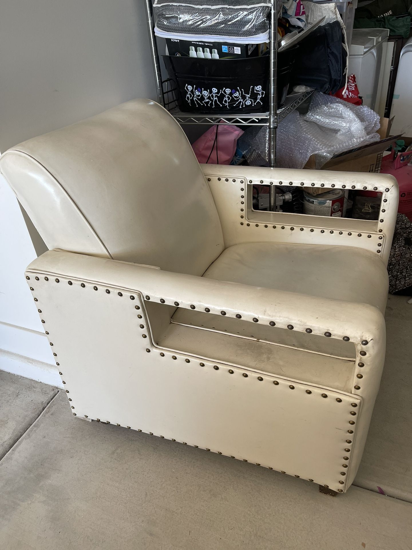 Vintage White Vinyl Chair
