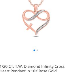 1/20 CT. T.W. Diamond Infinity Cross Heart Pendant in 10K Rose Gold