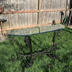 Iron Side Glass Table  Console 