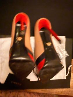 Navy and Red Leather Heels with nude Detail size 5