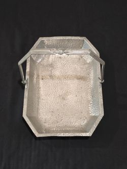Vintage Art Deco Hammered CIVIC Pewter Handled Basket Pattern No. 3492 England
