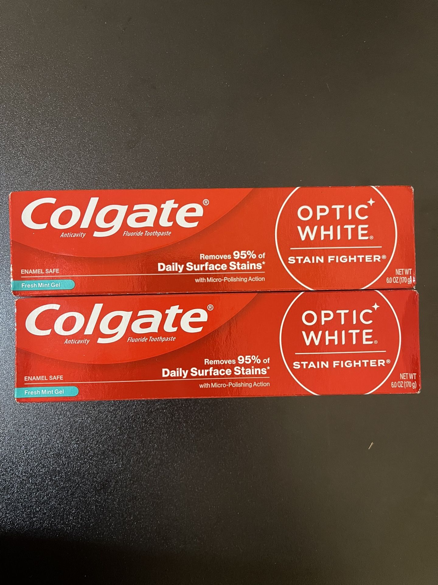 2pack Colgate Optic White Stain Fighter Whitening Toothpaste - Fresh Mint Gel - 6oz