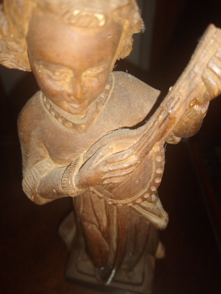 Estate Piece Beautiful Antique Carved Wood Statue 