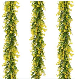 RECUTMS Hanging Garland Plants Artificial Eucalyptus Yellow Garlands 3Packs