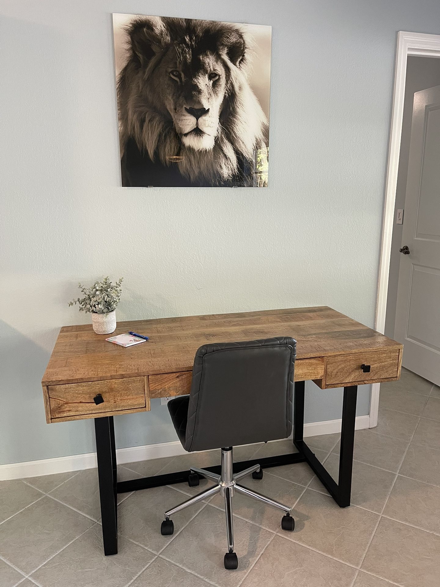 Desk & Chair & File Cabinet