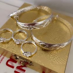 6-pieces set of 999 Silver Bangles & Rings