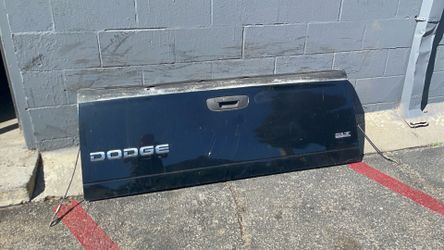 Black tailgate from a 2002 through 2008 dodge ram pickup truck